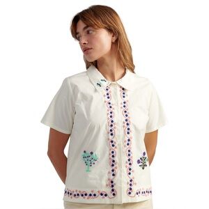 CARON CALLAHAN JOHANSON Guayabera SHIRT - STORYBOOK EGRET POPLIN XL